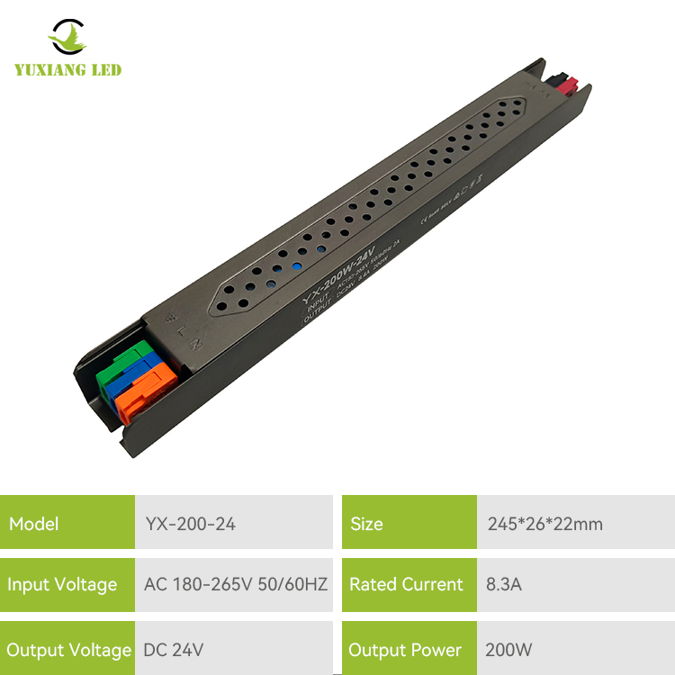 24V 200W LED আল্ট্রা-ফাইন লিনিয়ার সেমি-গ্লু-ভরা পাওয়ার সাপ্লাই