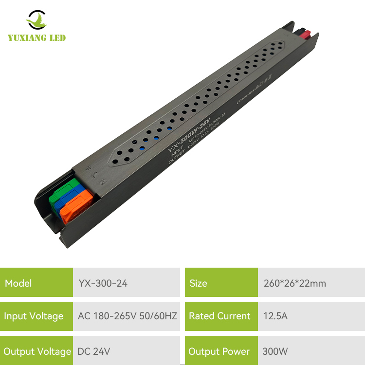 24V 300W LED আল্ট্রা-ফাইন লিনিয়ার সেমি-গ্লু-ভরা পাওয়ার সাপ্লাই