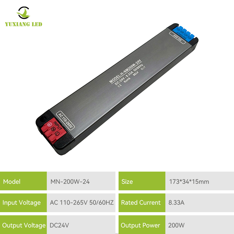 24V200W ওয়াইড ভোল্টেজ মিনি এলইডি আল্ট্রা-থিন ডিসি পাওয়ার সাপ্লাই