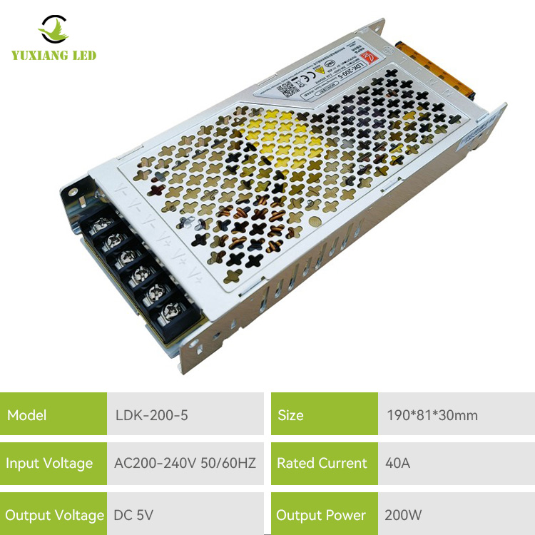 AC/DC অতি-পাতলা LED ডিসপ্লে পাওয়ার সাপ্লাই LDK-200-5