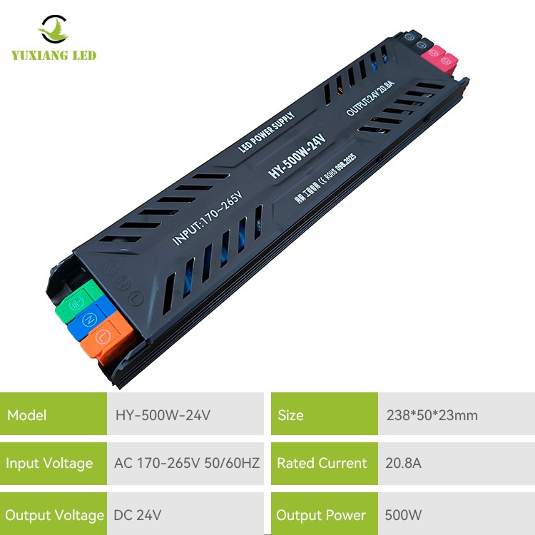 DC 24V 500W অতি-পাতলা সেমি-পটেড LED পাওয়ার সাপ্লাই